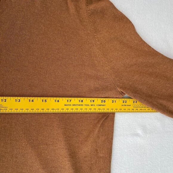 Banana Republic Silk Cashmere Quarter Zip Mock Neck Ribbed Sweater Brown Men‎ L - Picture 10 of 11